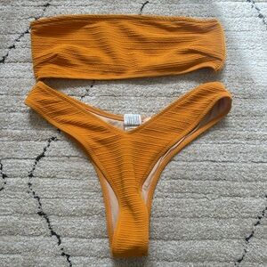 orange bandeau bikini